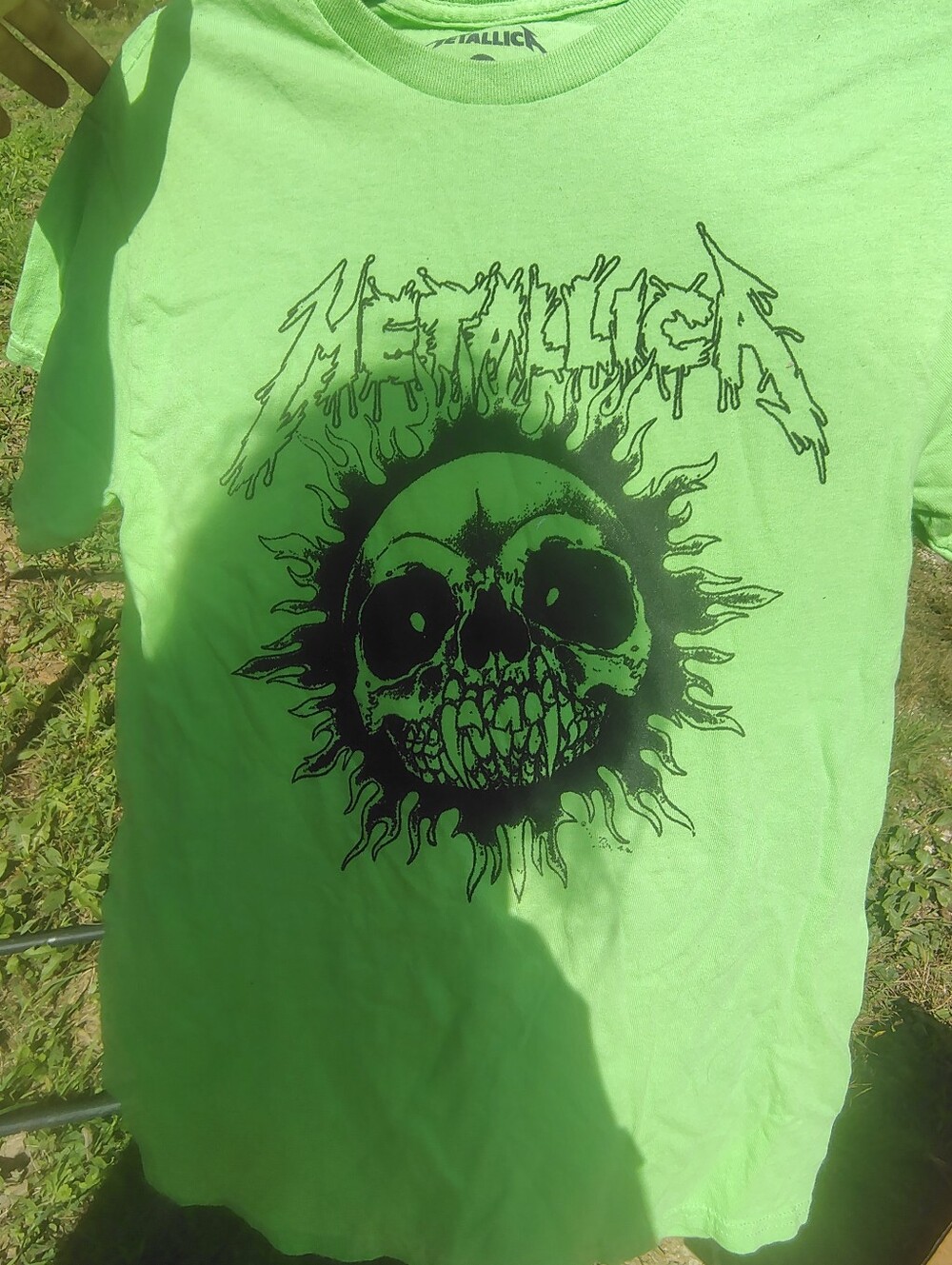 Neon Green Graphic Tee - Men's Metallica Shirt Med